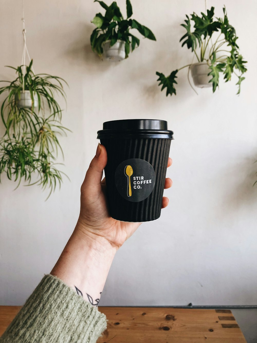black disposable cup