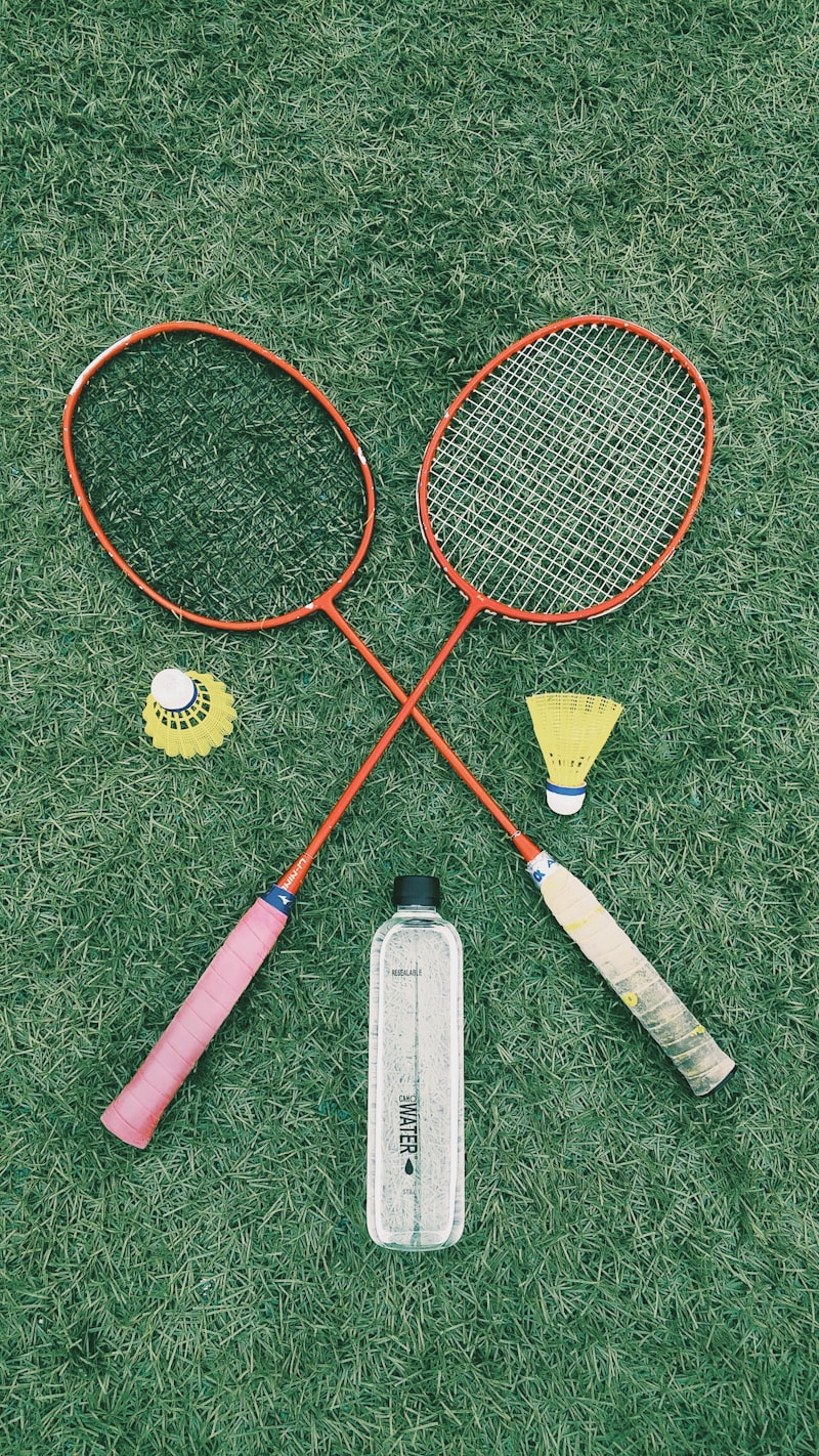 Senior playing badminton