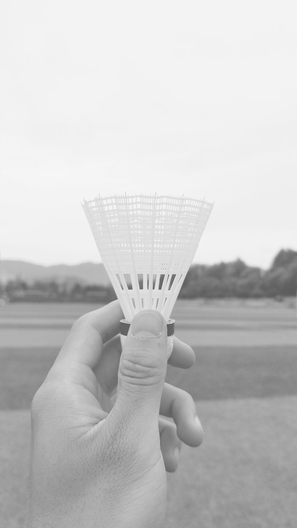 person holding badminton shuttlecock