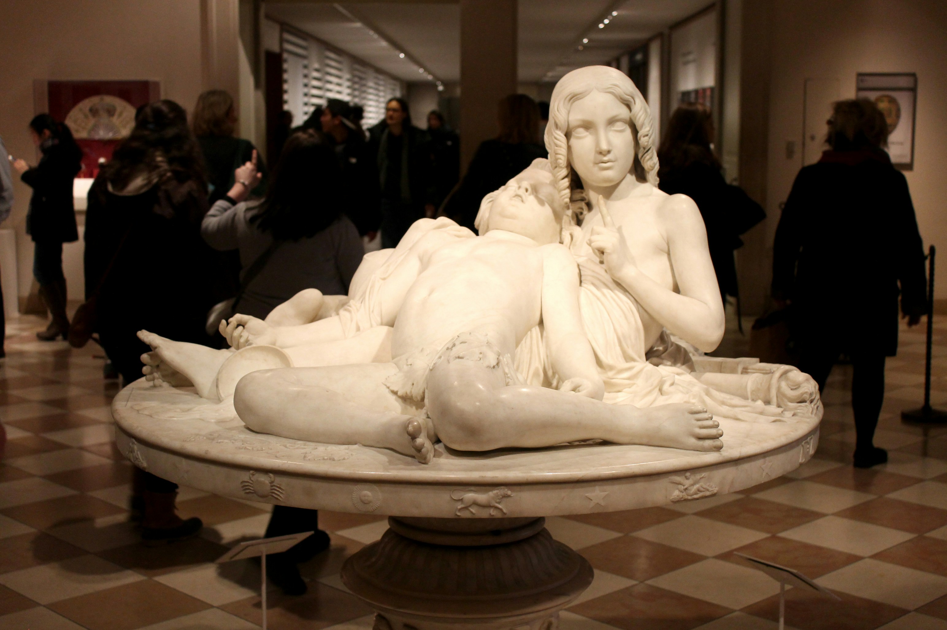 Marble sculpture of mother and child