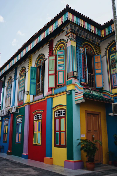 Pastel-coloured Peranakan shophouses in Katong