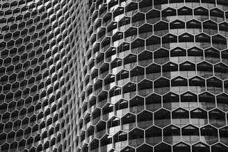 architectural photo of gray and black building