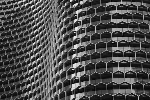 architectural photo of gray and black building