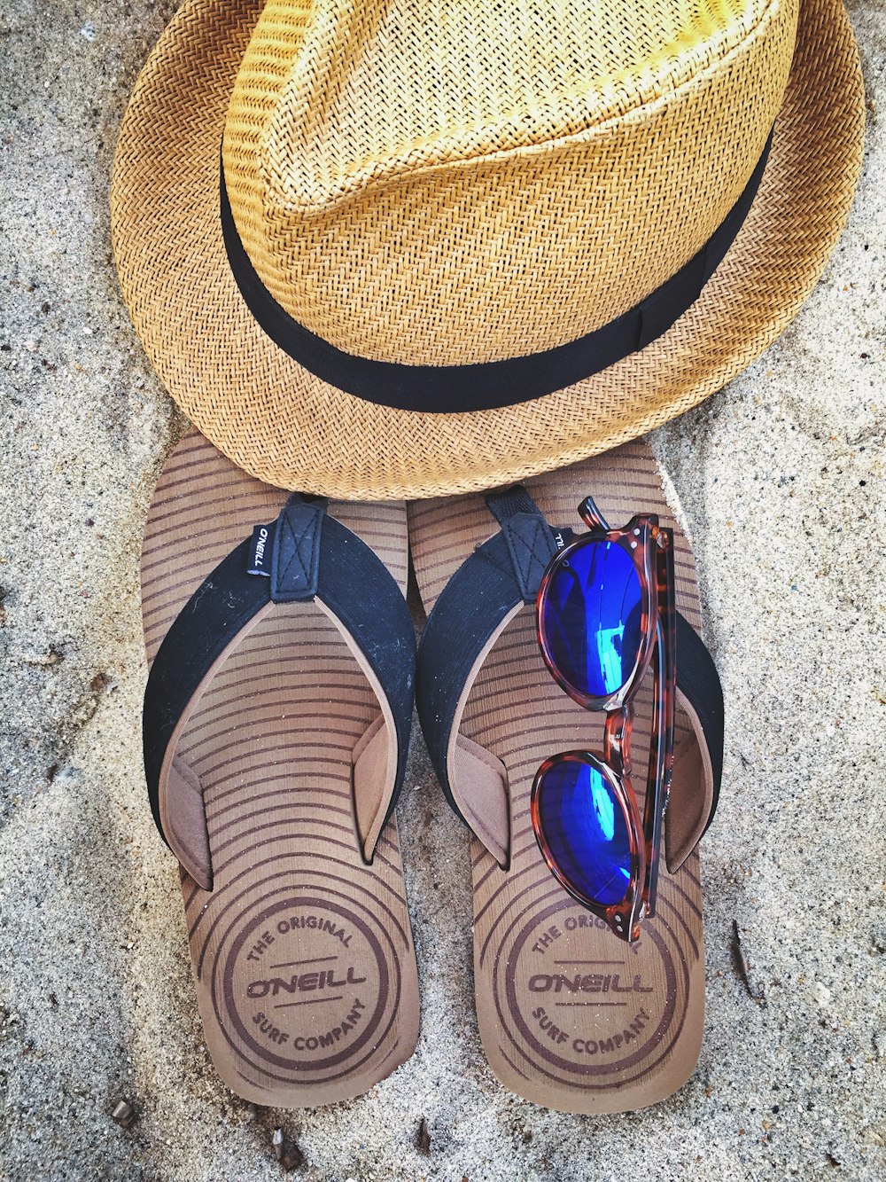 pair of black flip-flops