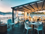 a restaurant with a view of the water