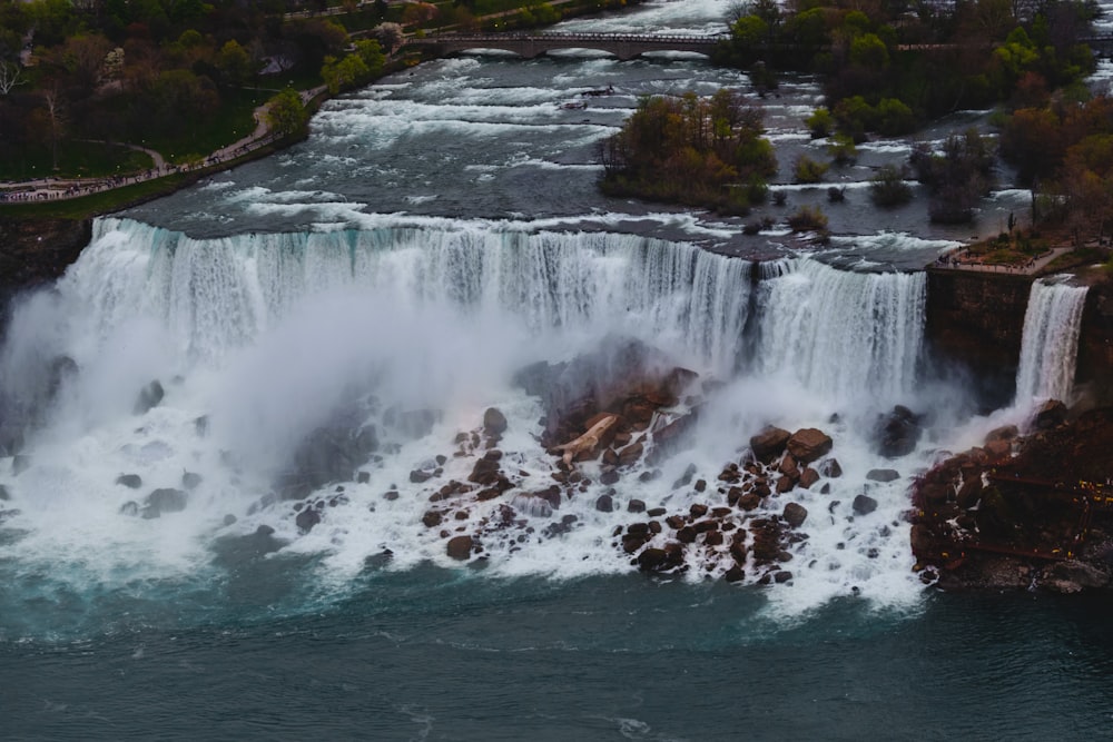 aerial photo of waterfalls