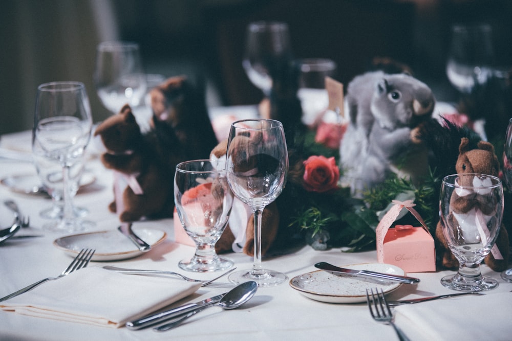 animal plush toy in dining table