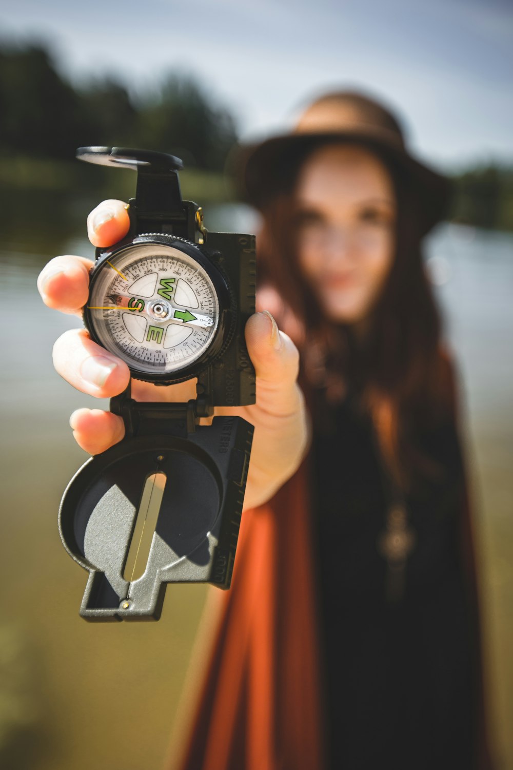 person showing compass