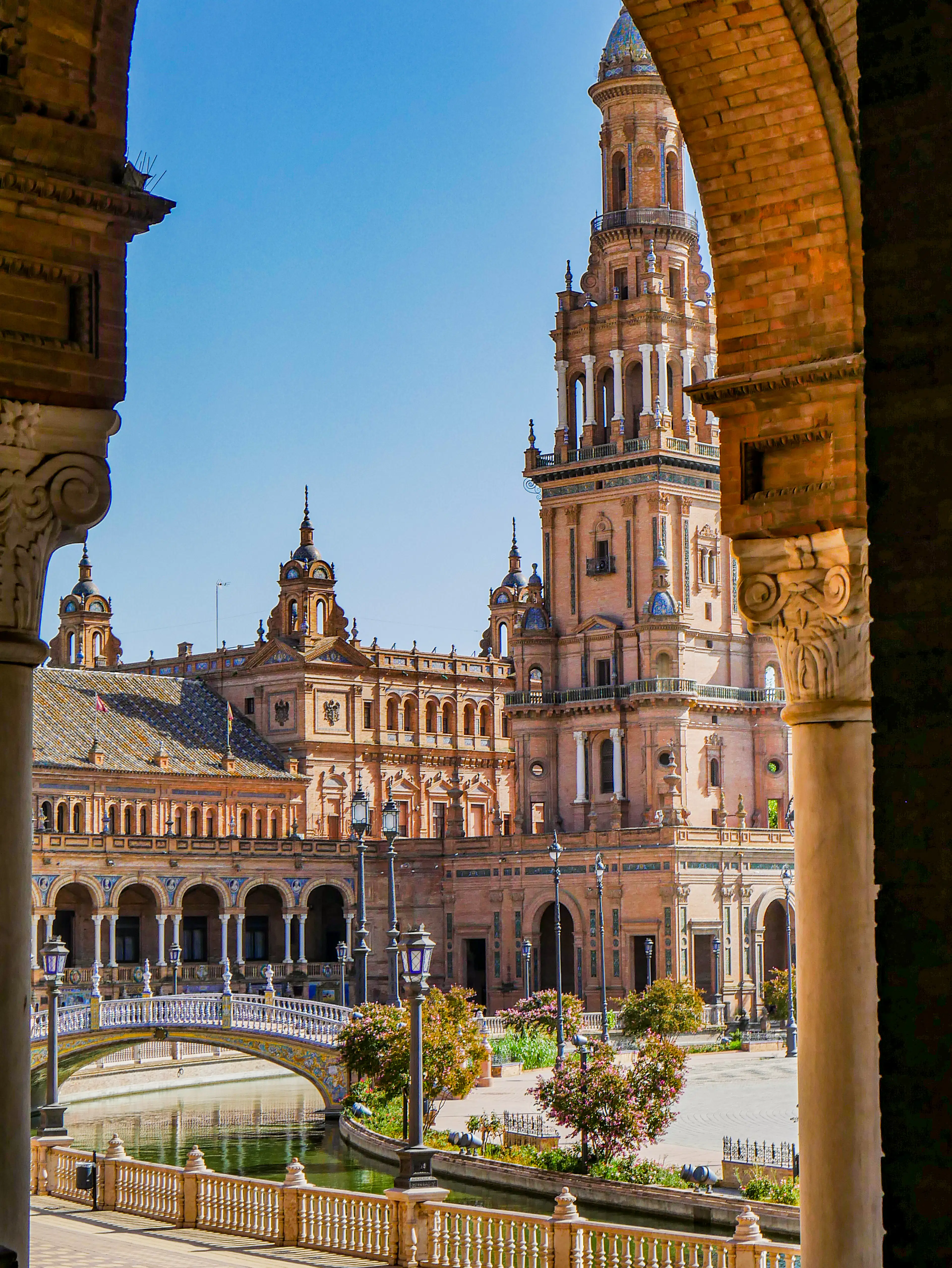 Plaza de España in Seville lit by golden Andalusian light