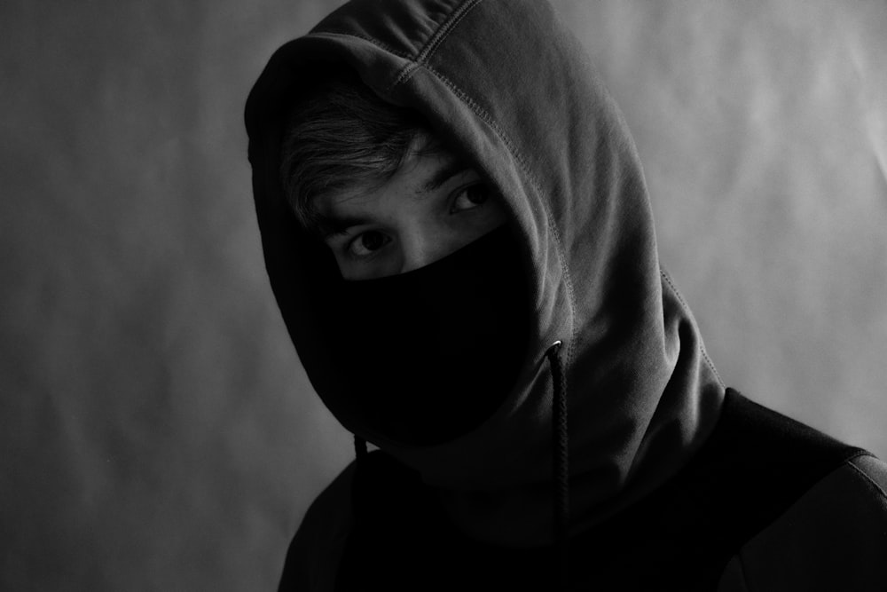 photo of person wearing hoodie and mask
