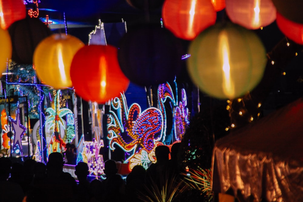 round lanterns in assorted colors