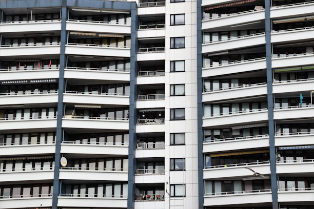 Modern apartment building featuring multiple units tailored for service accommodation.