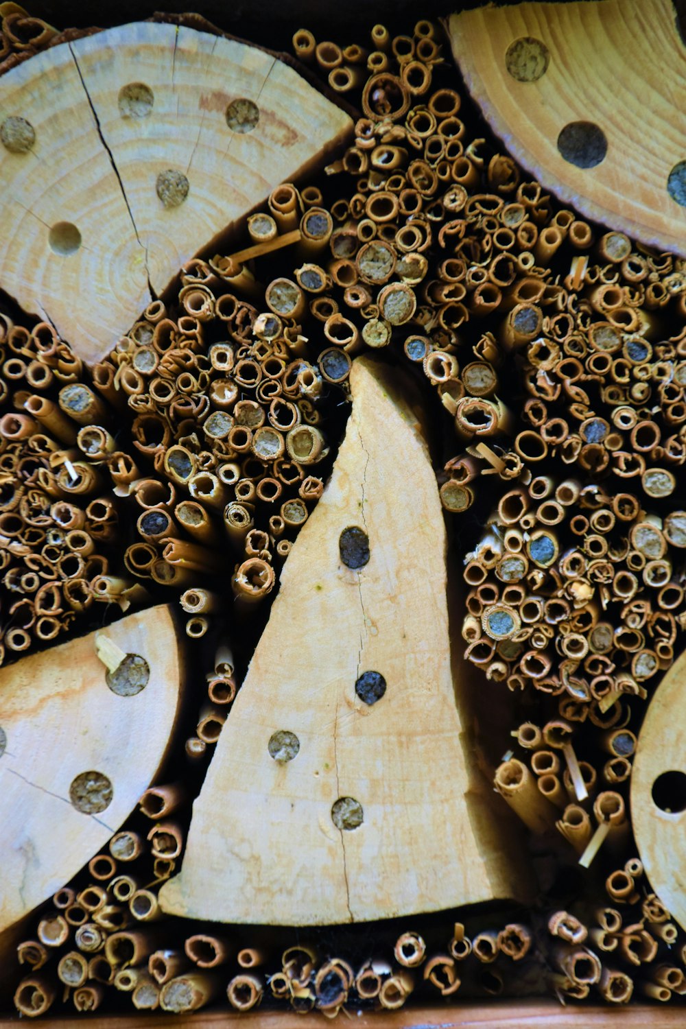 a close up of a bunch of wood pieces