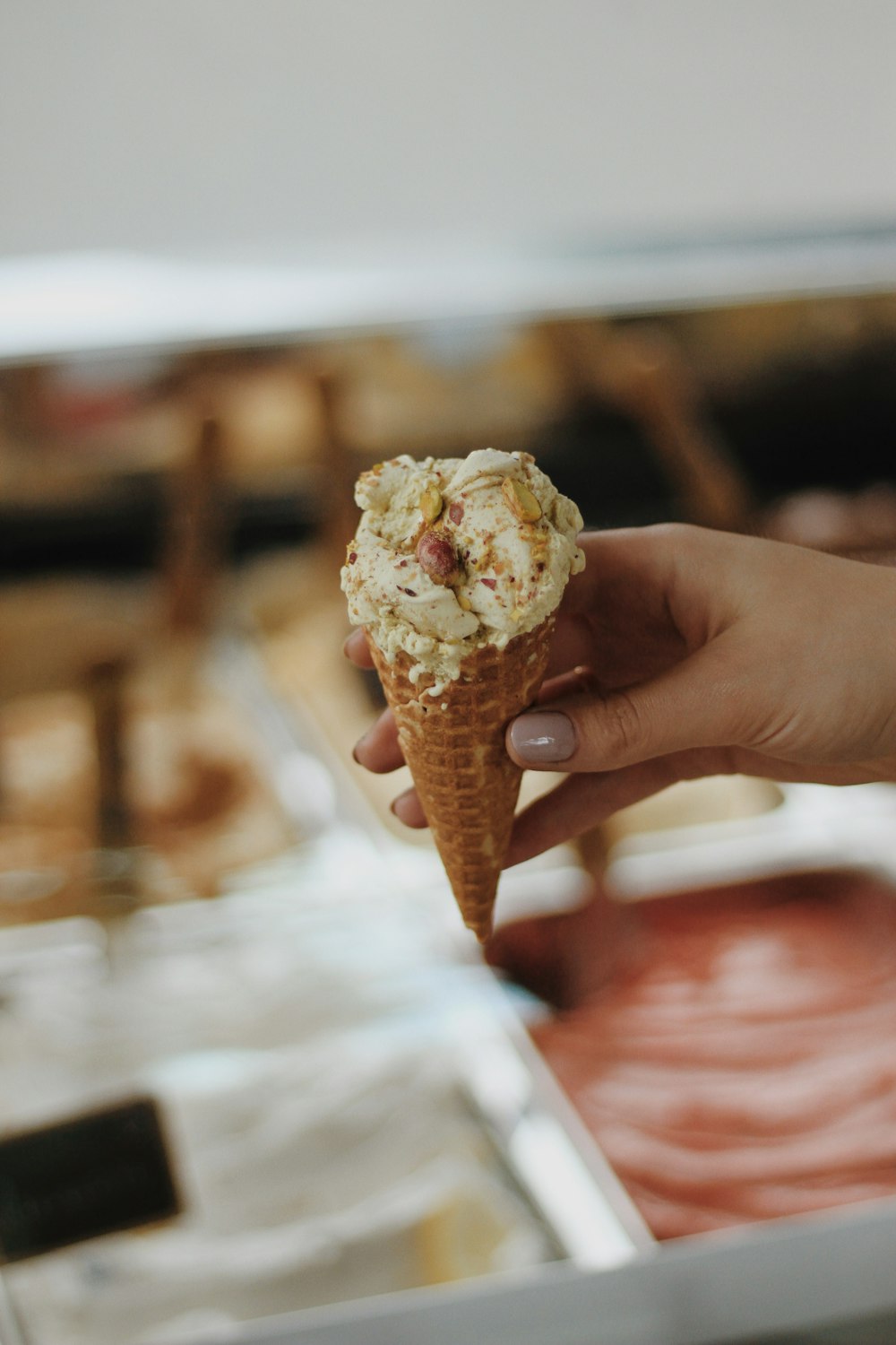 selective focus photography of ice cream