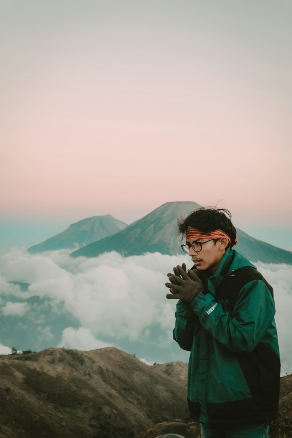 man standing near mountain