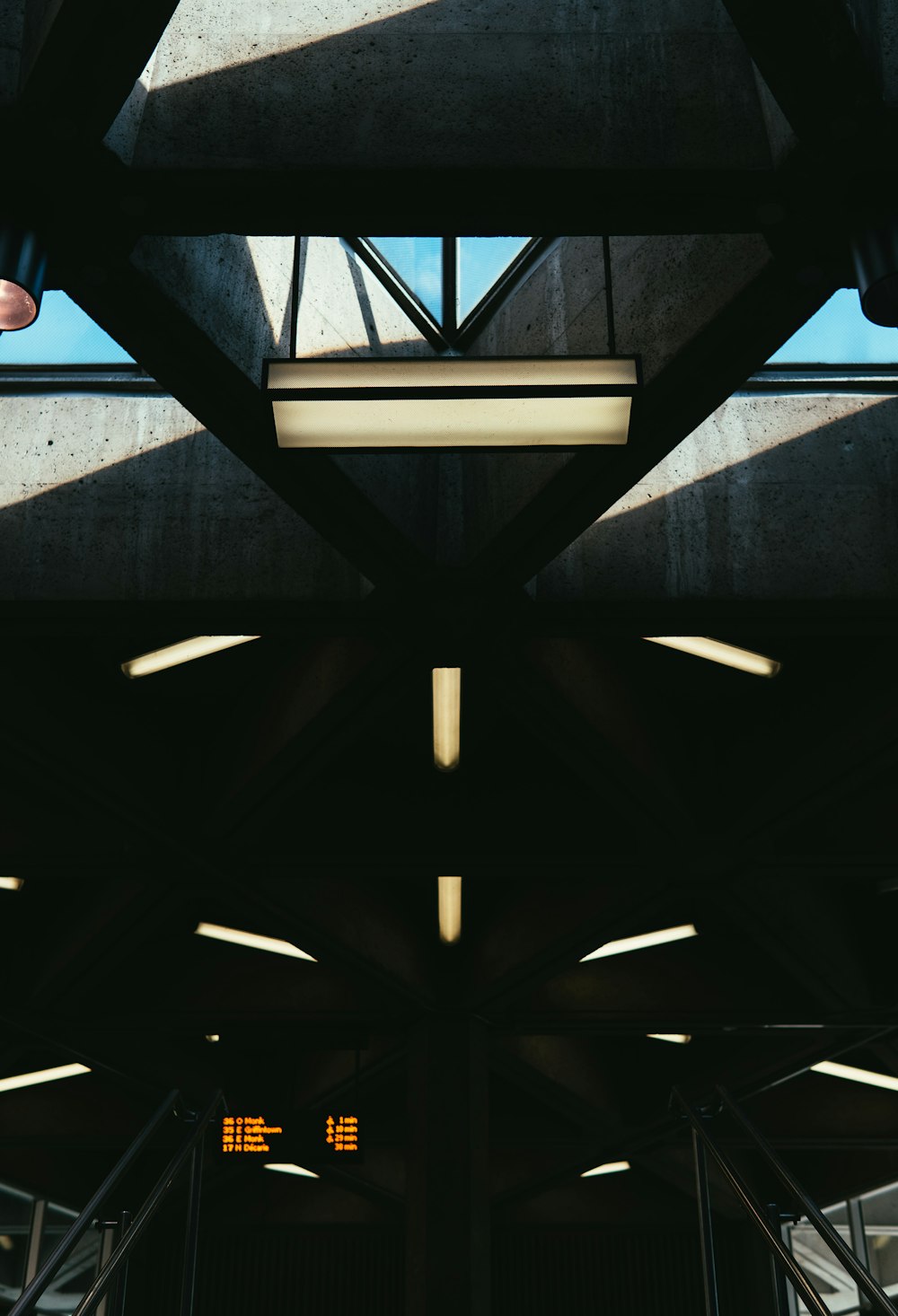 a view of a train station from the ground