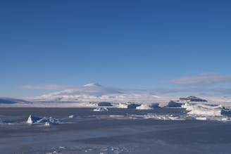 A breathtaking view of icy polar landscapes under a clear blue sky.