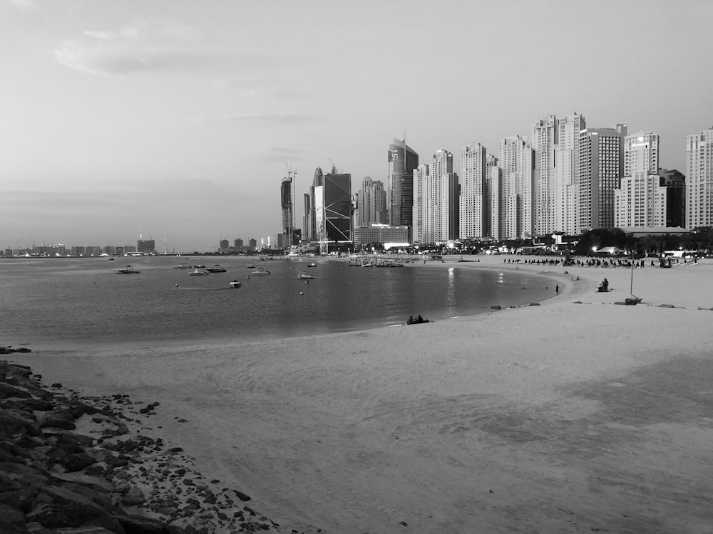 high rise buildings near body of water