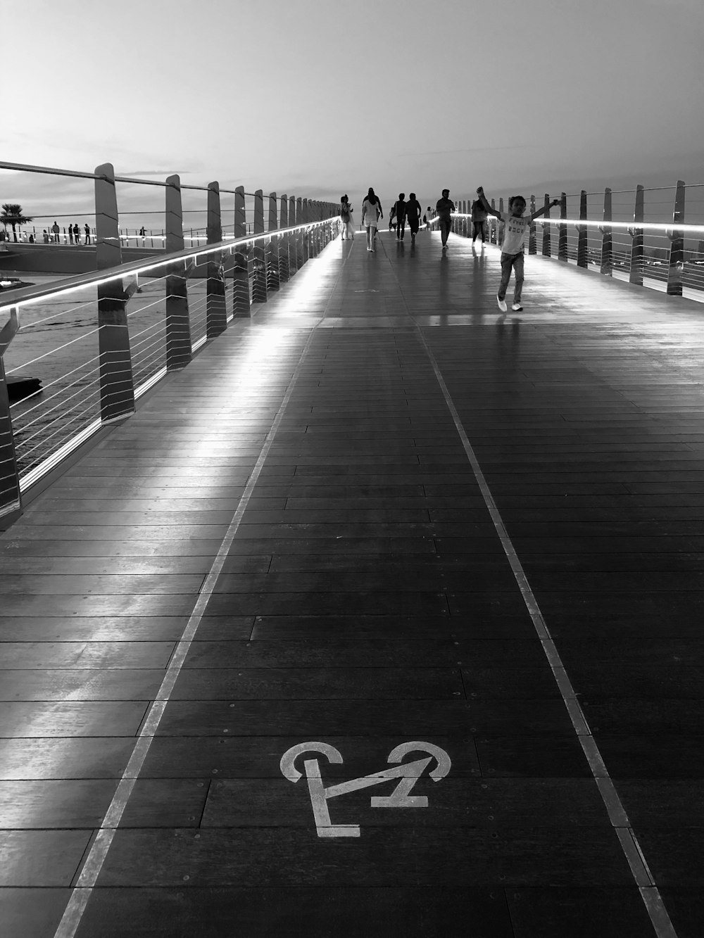 people standing and walking on bridge