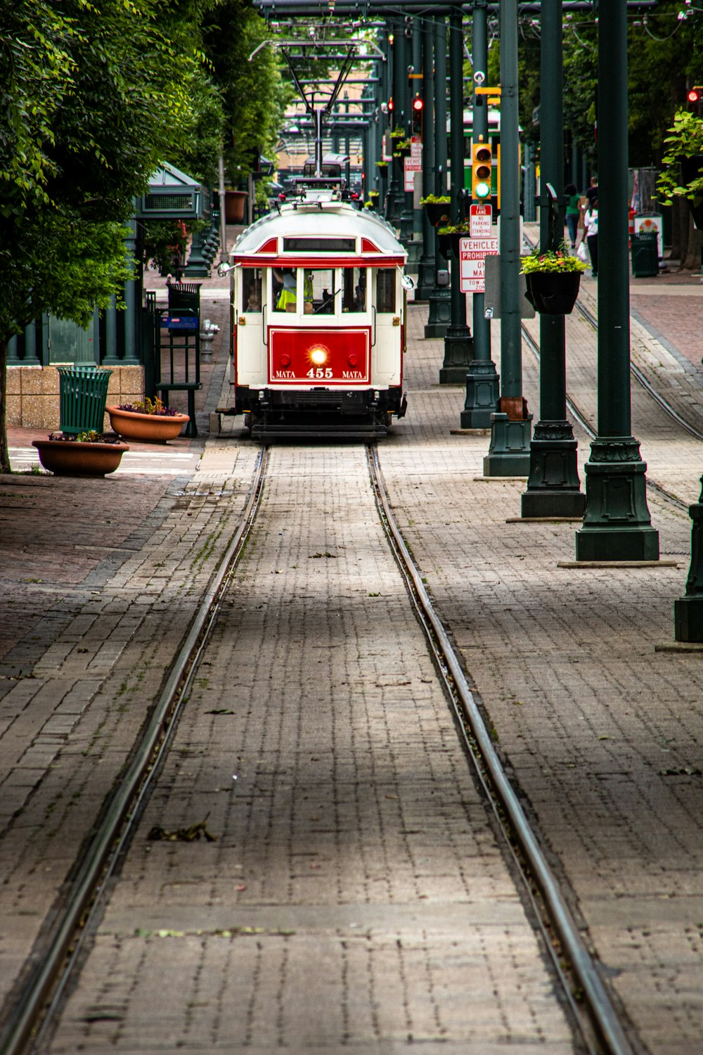 red and white train