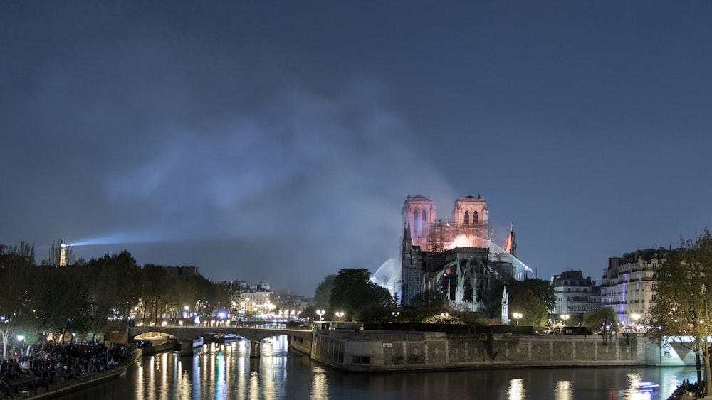 brown structure during night time