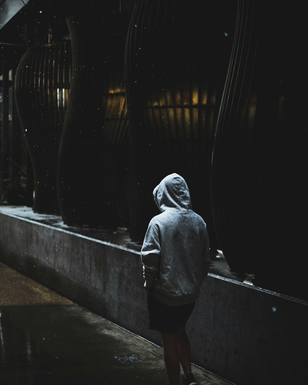 man wearing grey hoodie