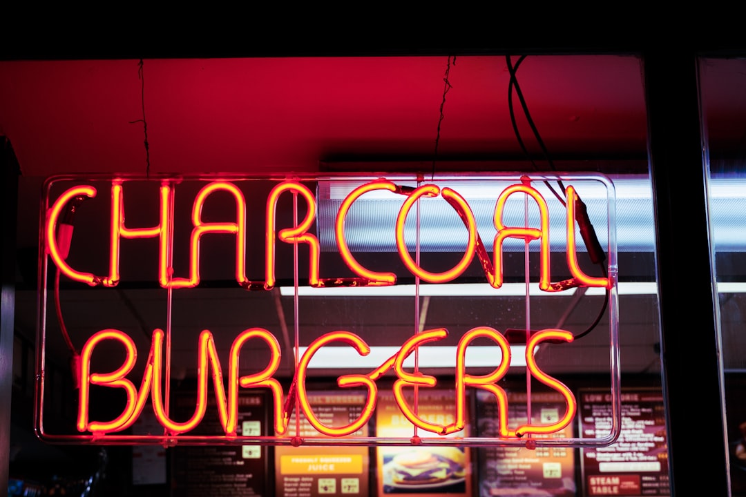 Charcoal Burgers neon light signage