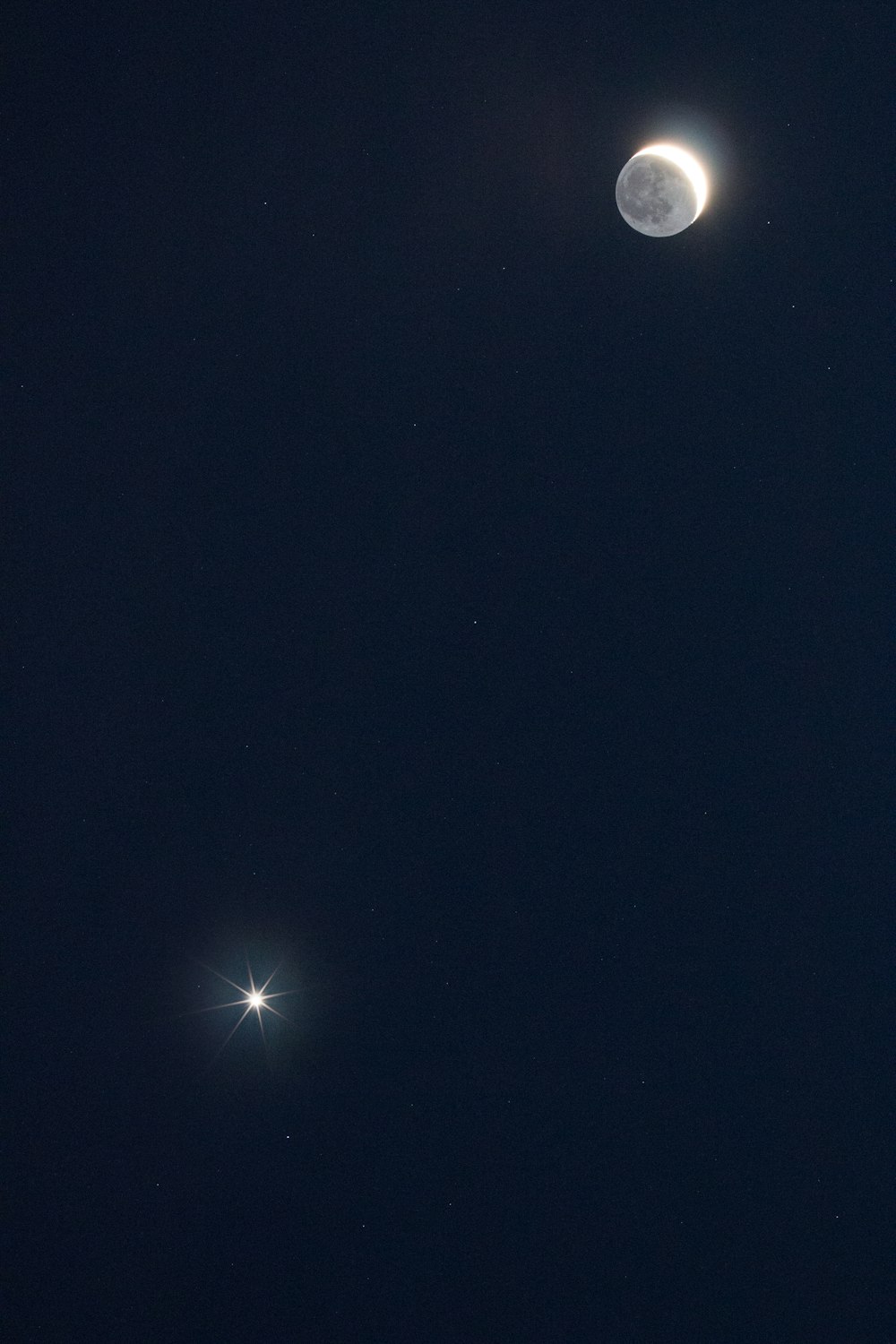 scenery of white moon and star