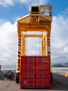 red intermodal container