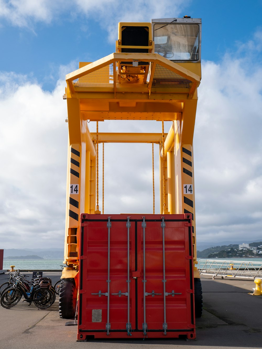 red intermodal container