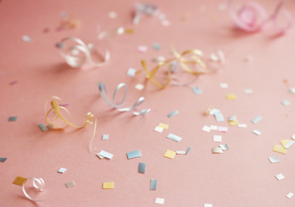 assorted-color confetti on floor