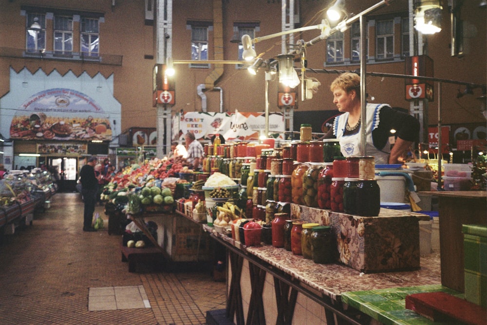 man standing in front of table