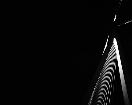 A dark, abstract silhouette of a bridge fading into blackness, hinting at hidden pathways and unseen connections.