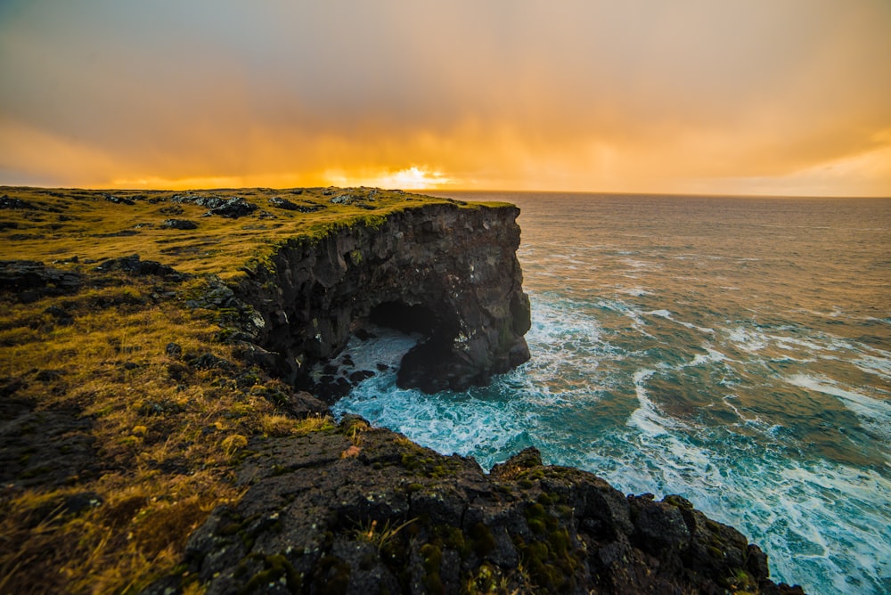 rock formation during golden hour