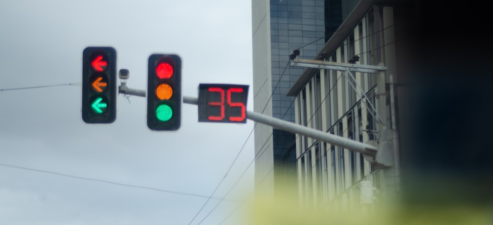 black and gray traffic light turned-on