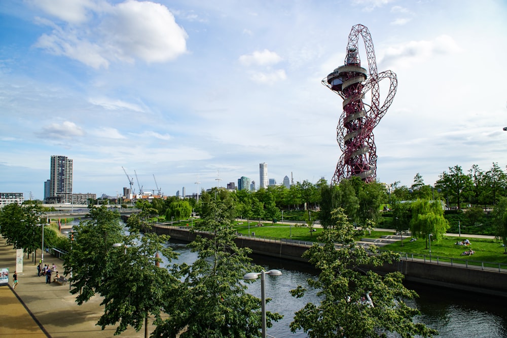 white and red tower