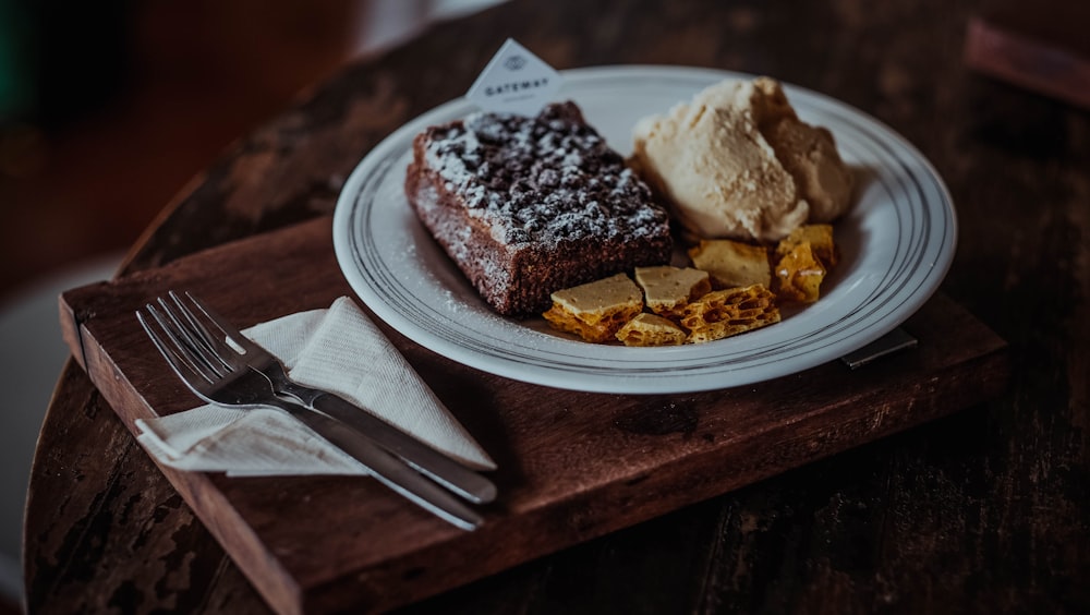 chocolate bar, cookie, and brown ice cream