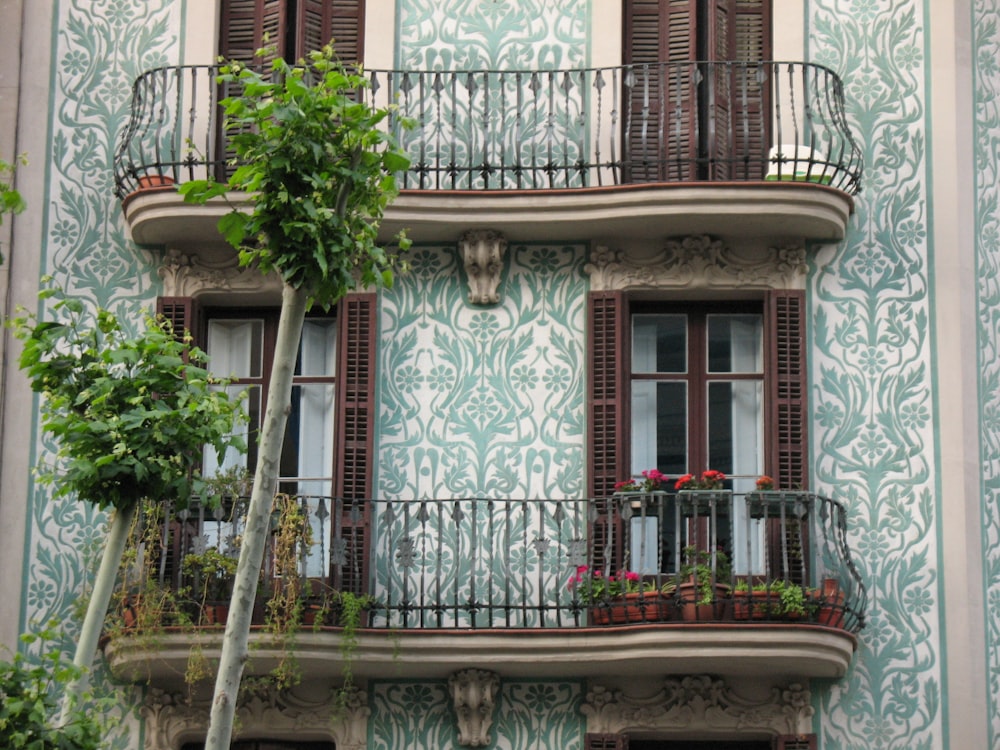 blue and white floral concrete house