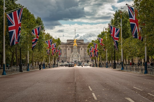 UK flags on side of street in St James's Park United Kingdom