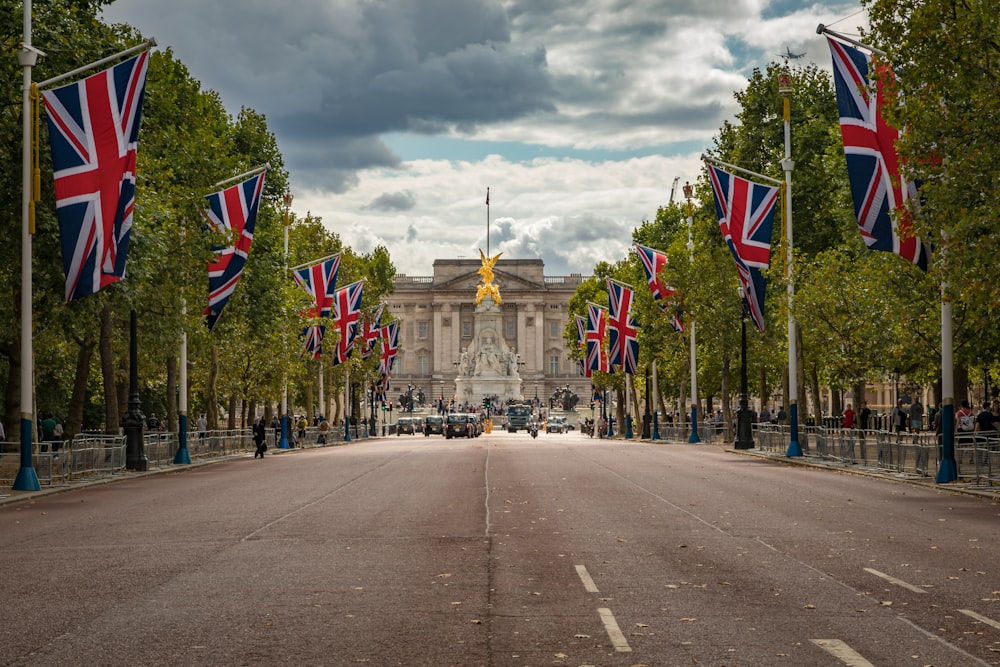 UK flags on side of street