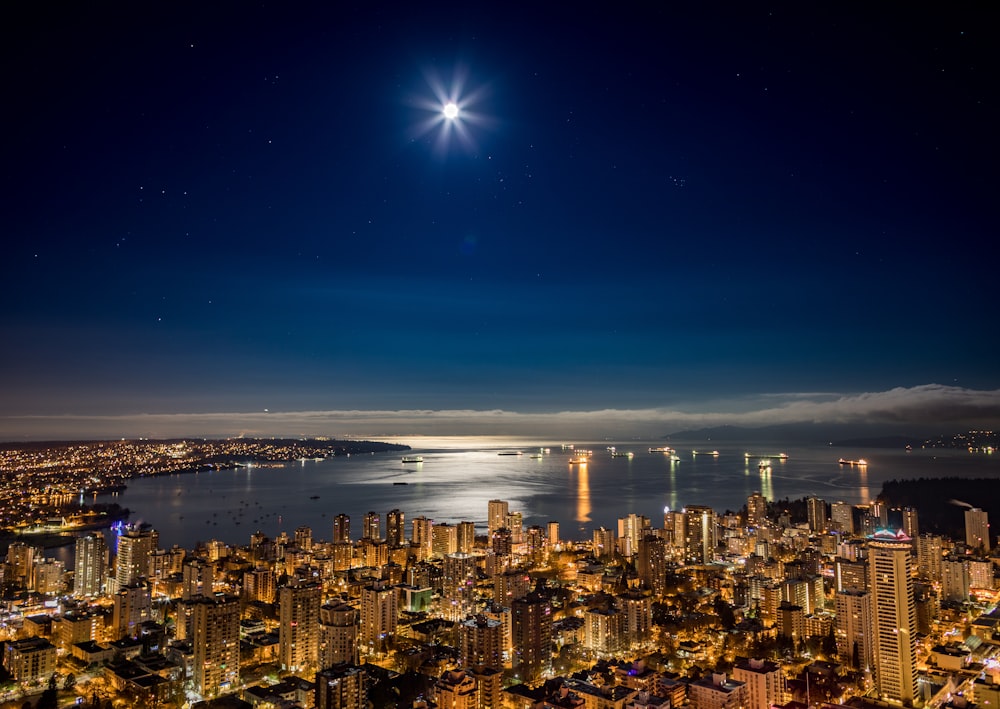 metropolitan high rise building during nighttime