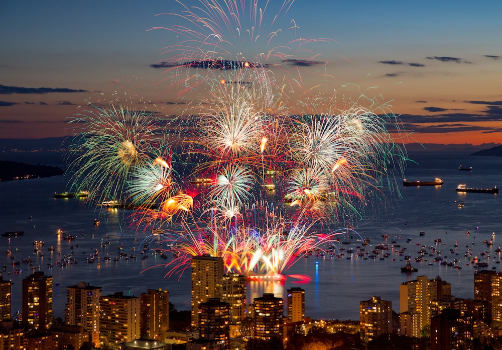 blue and red fireworks