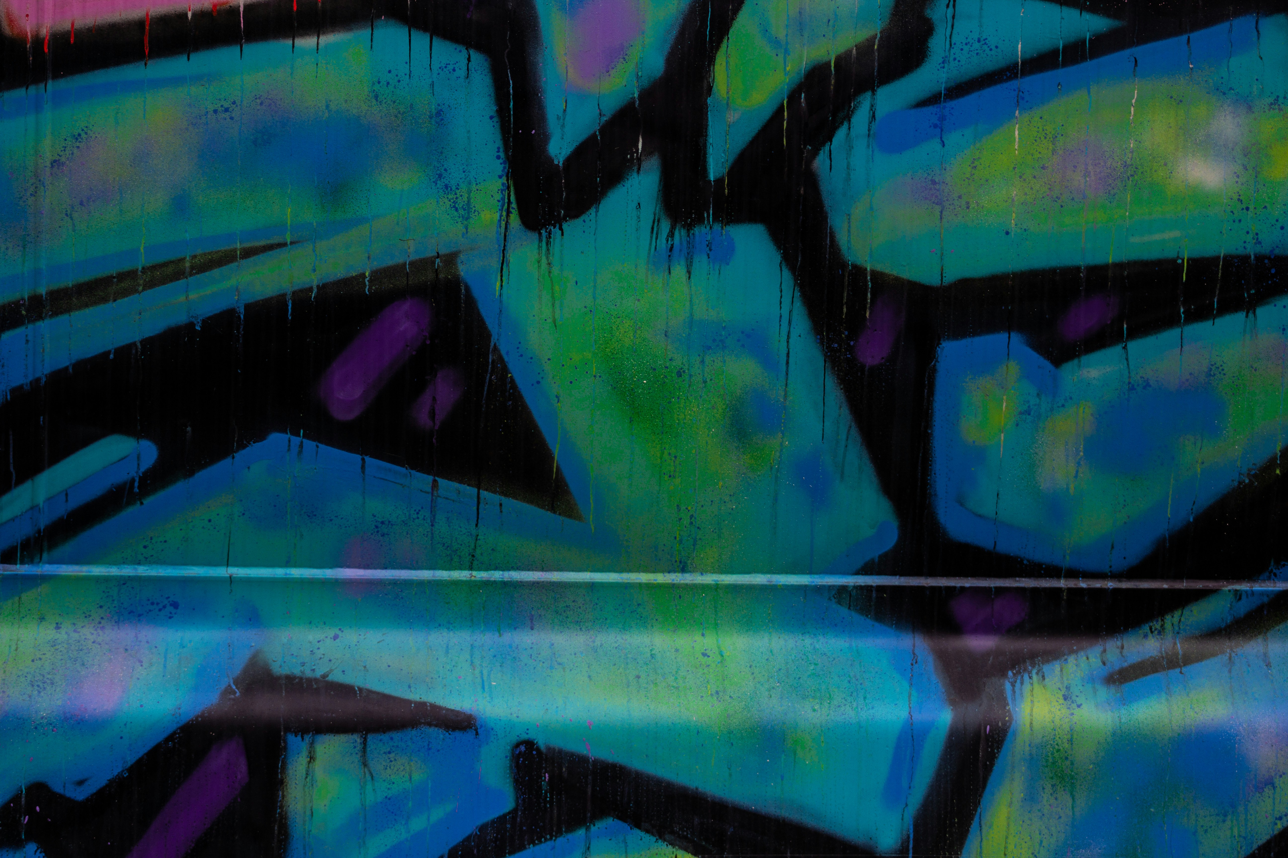 Blue and black abstract neon art