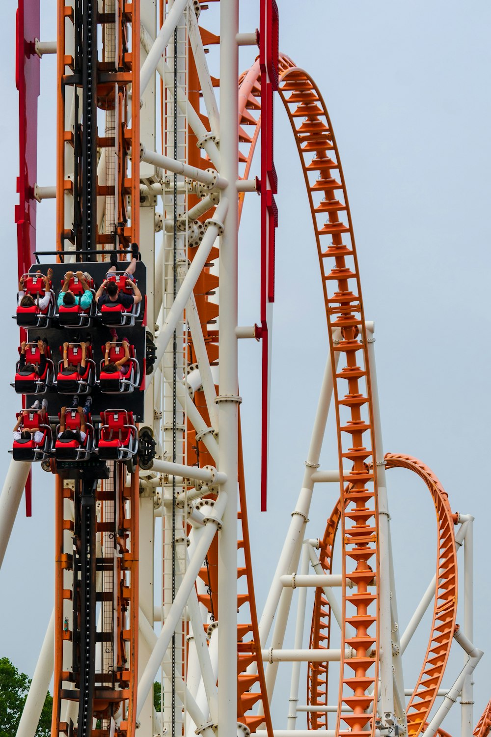 people riding in rollercoaster