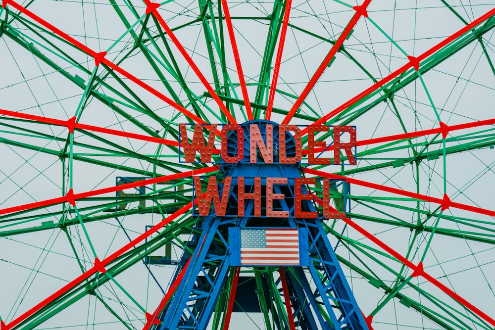 green and red Wonder Wheel ferris wheel