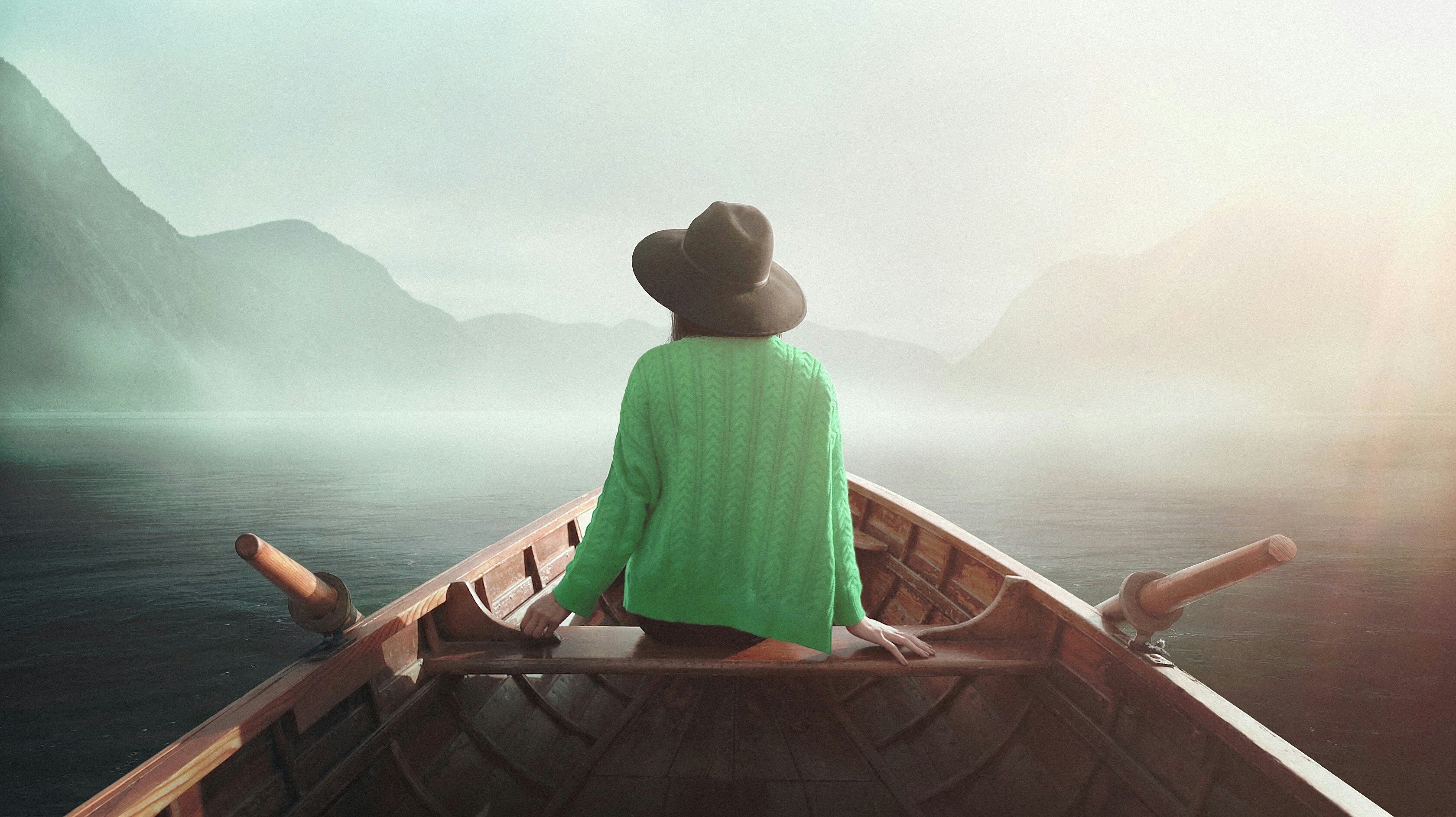 woman sitting on boat