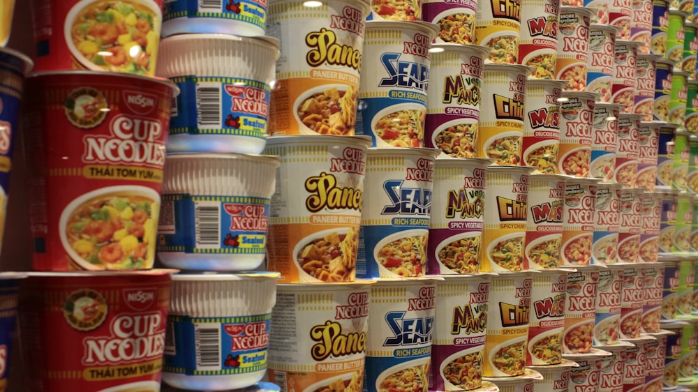 assorted-brand cup noodles
