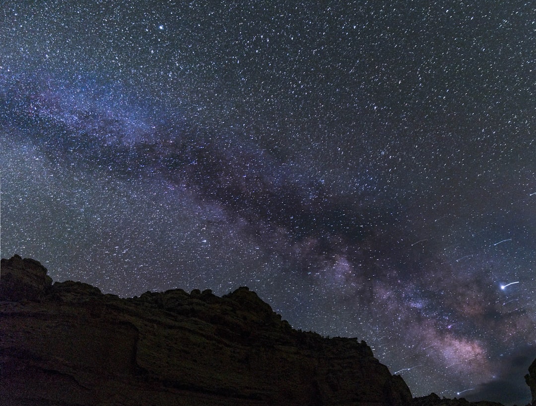 mountain during night time