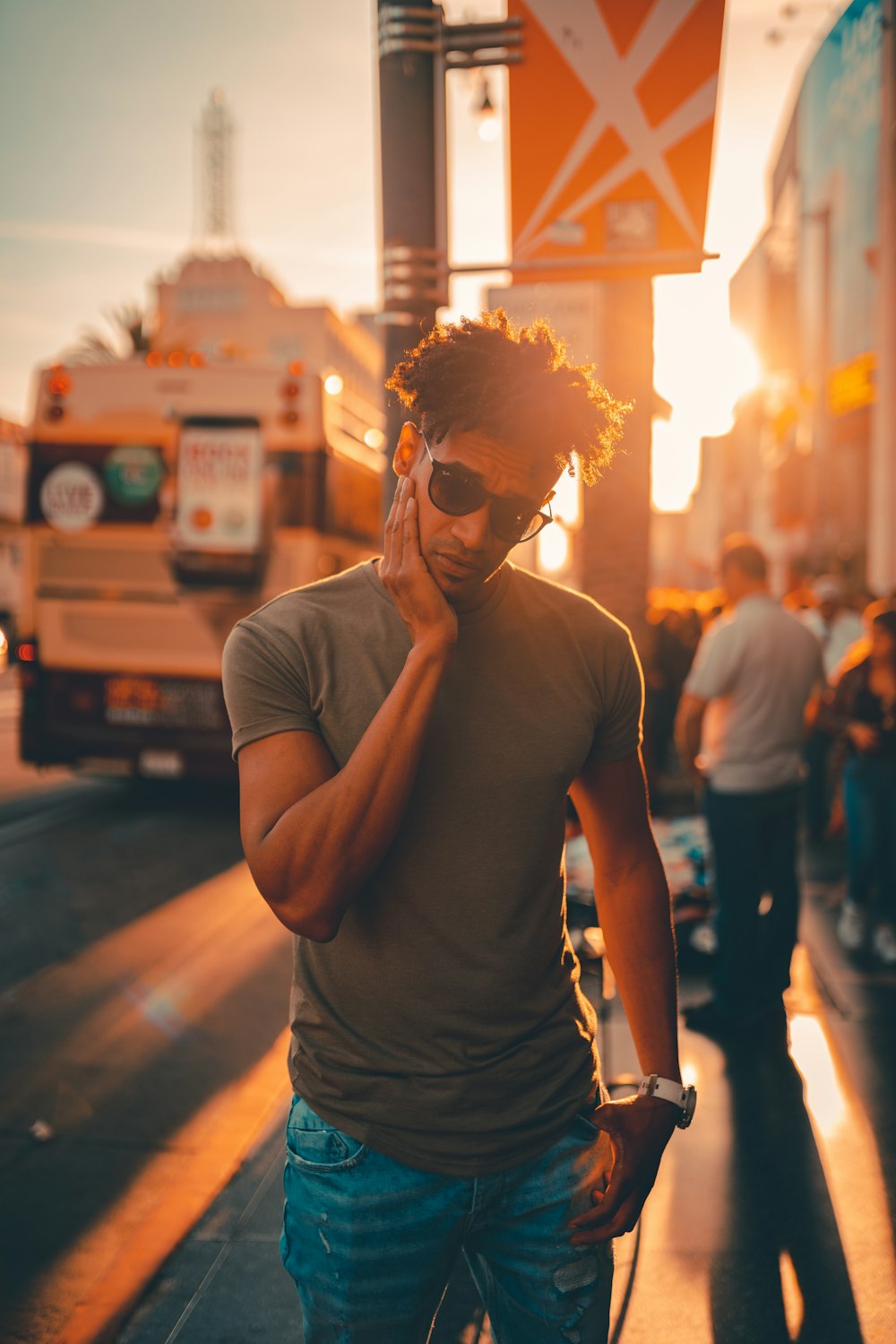 man standing on street