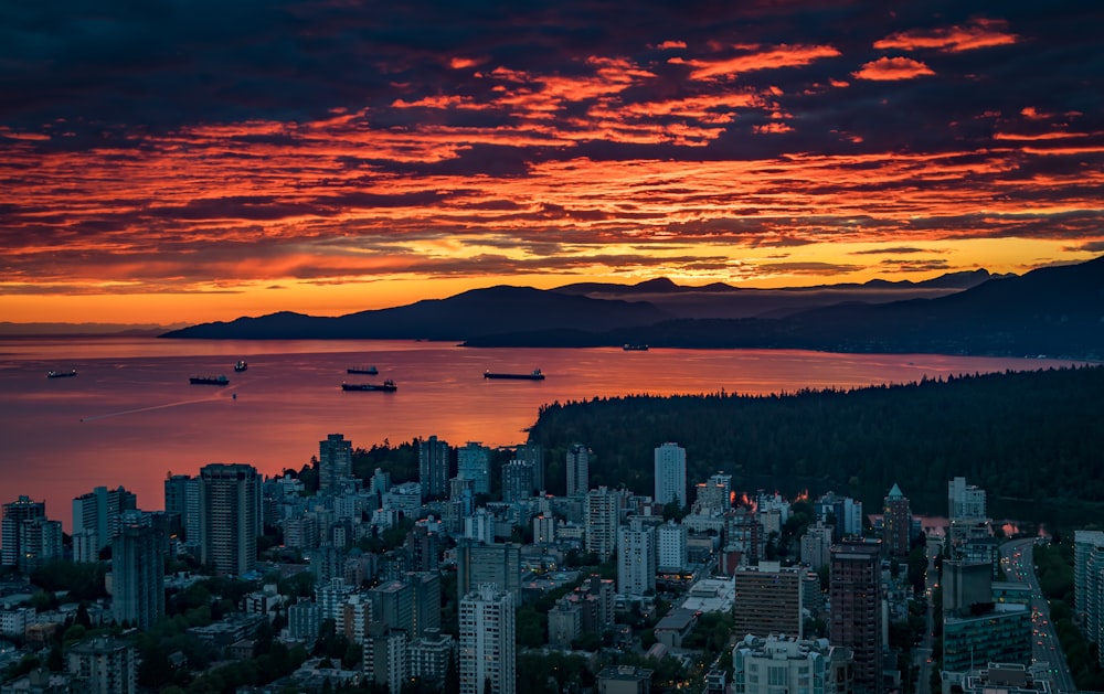 aerial view of high-rise building during golden hour